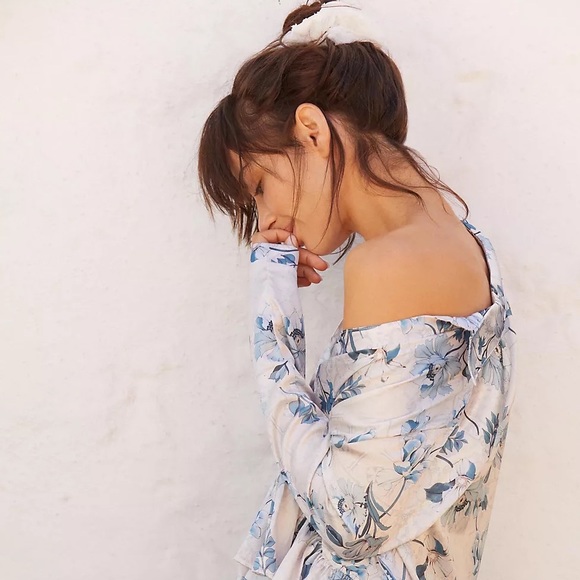 Anthropologie Livenza Petra Blue Pajama Short Set Floras, Ruffles NWT Size S - Picture 5 of 5